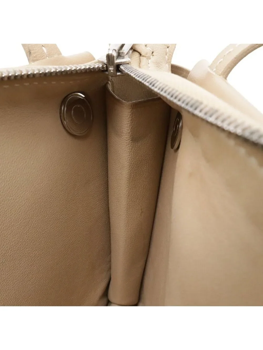 Hermes in the Box Shoulder Bag Tote Box Calf Leather Beige Silver